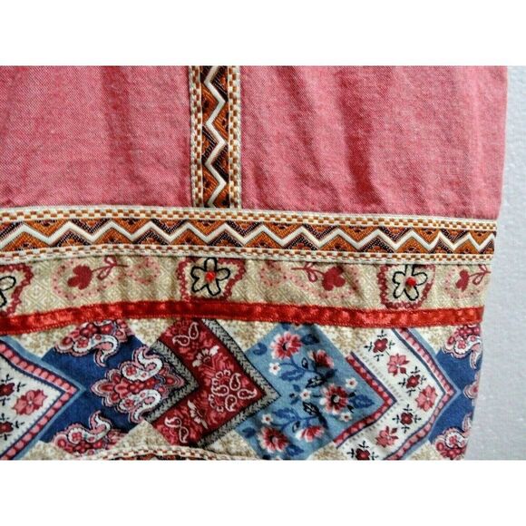 Boho Inspired Bobbie Brooks Paisley Patchwork Blouse Top Sz 14/16 Red Vintage - Picture 5 of 7